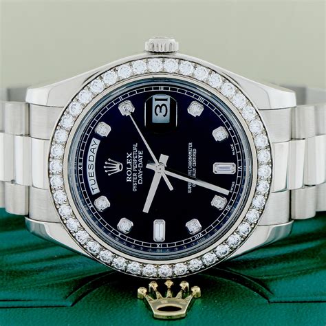 rolex president day-date men's 18k white gold watch 118239|ladies rolex president diamond bezel.